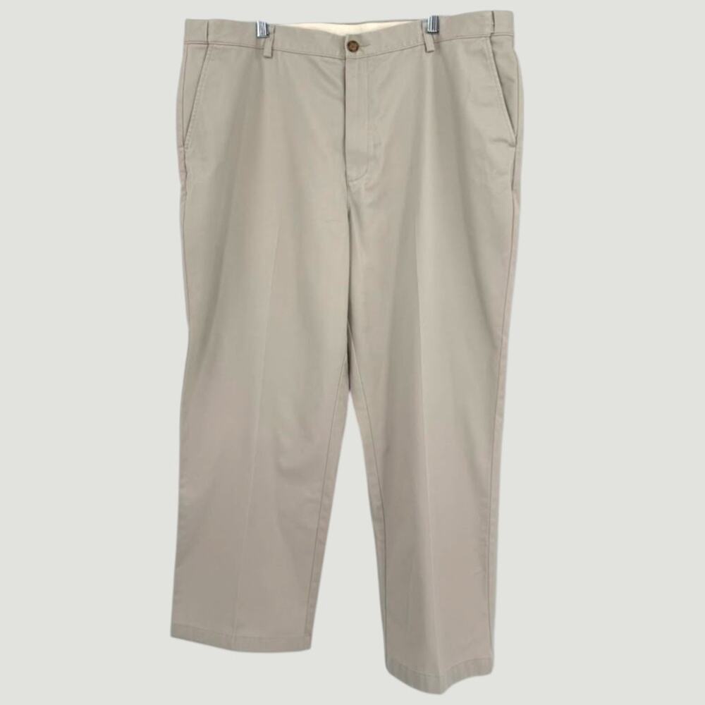 L.L. Bean Comfort Waist Khaki Pants Men 42x29 Tan Straight Chino Cotton Classic